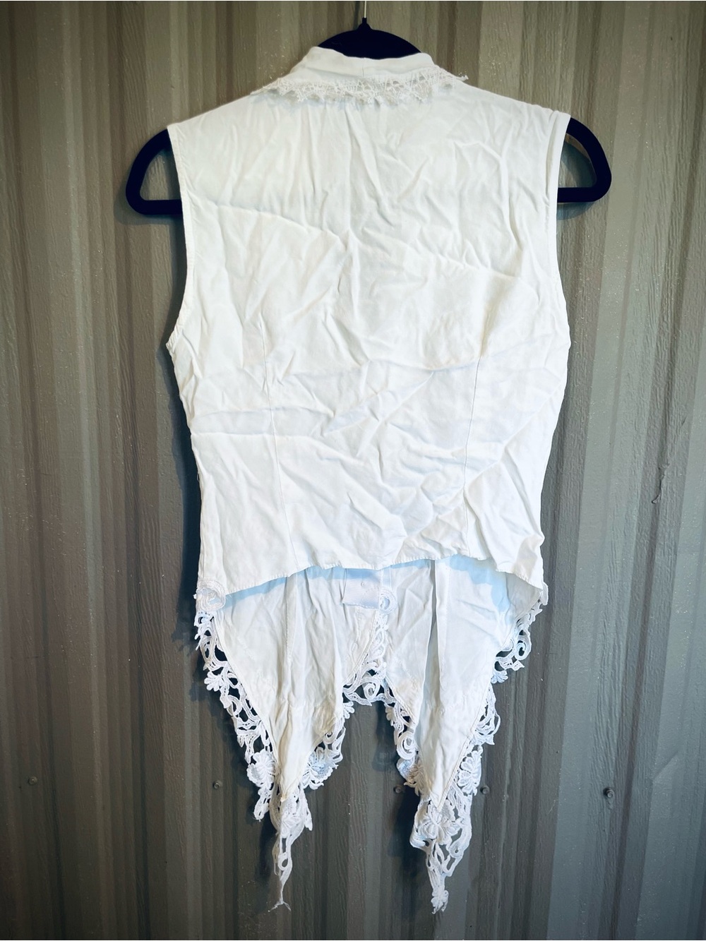Xoxo VTG Y2K White Sleeveless Top Button Lace Trim Cottage Prairie Coquette sz S - Picture 13 of 15